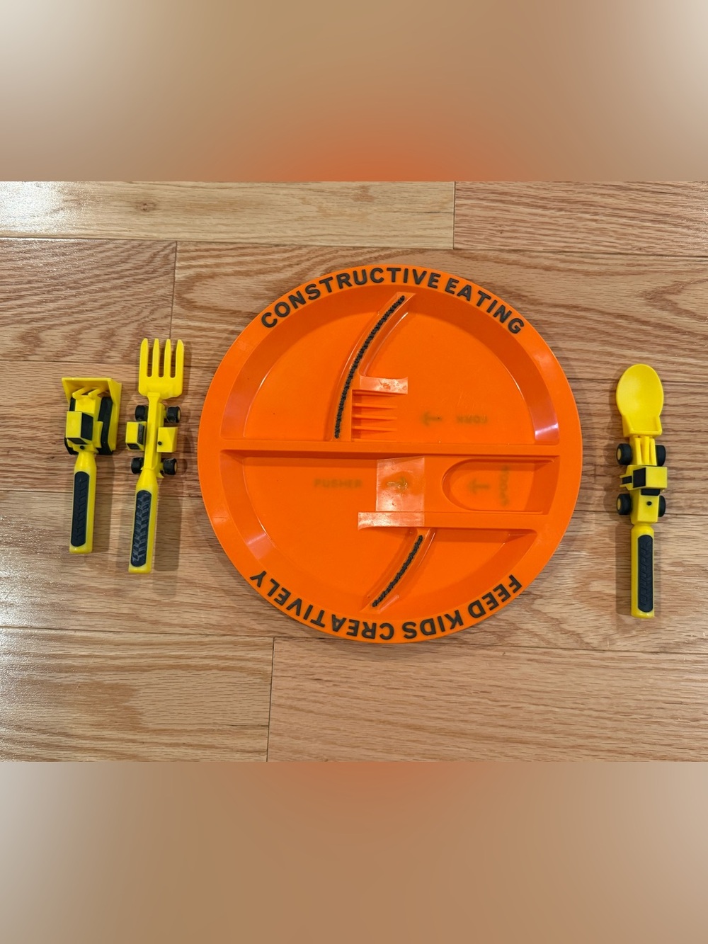 Constructive Eating Construction Plate and Utensils Set